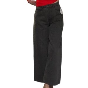 Hi Rise Wide Leg fringe cropped Jeans 28